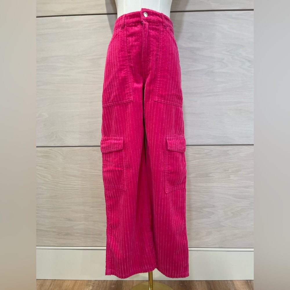 WEEKDAY | Hot Pink Corduroy Cargos | NWT